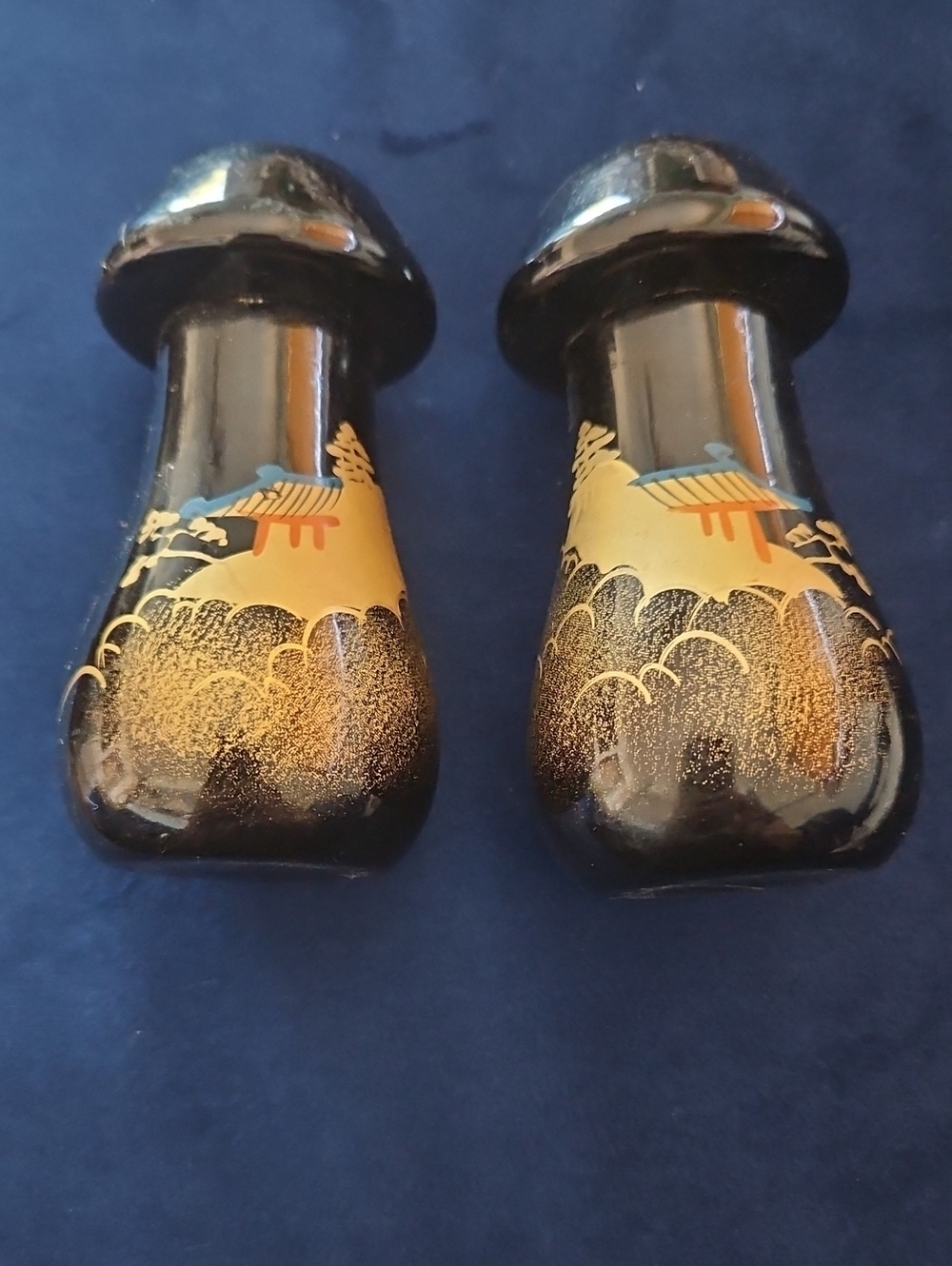 Black and Gold Decorative Salt and Pepper Shakers - Unbranded